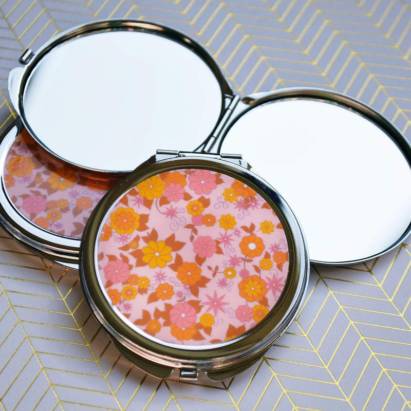 Floral Pattern Compact Mirror